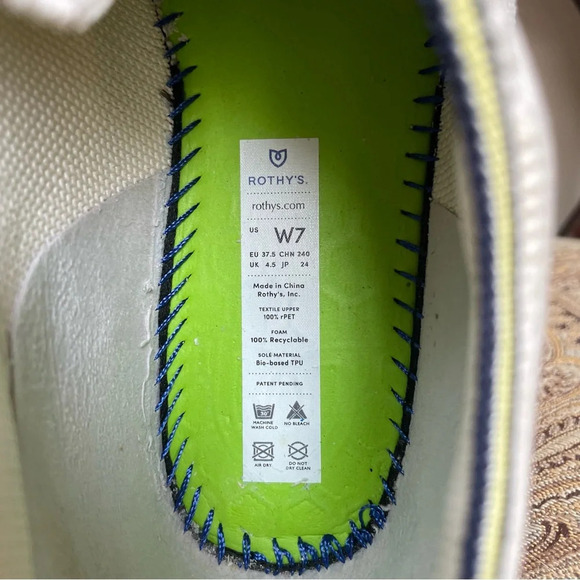 Rothy’s The Lace Up Sneakers Cream Eggshell White Comfortable Shoes Size 7 - Picture 8 of 14